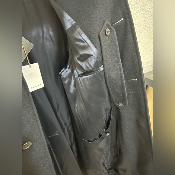 Caruso Black Wool Coat VM5010 - Picture 14 of 16